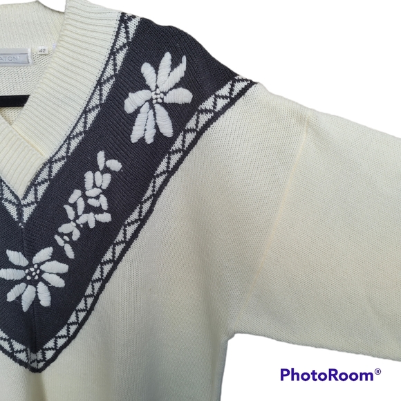 Vintage Eaton Oversized Floral Print Knit Sweater - Picture 3 of 6